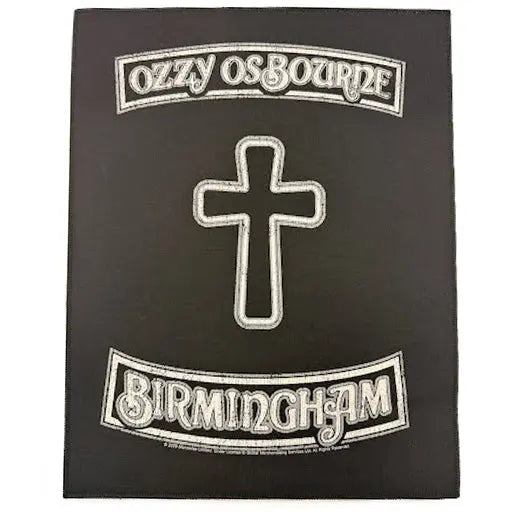Ozzy Osbourne Birmingham Cross Back Patch Black Sabbath XL DTG Printed Sew On