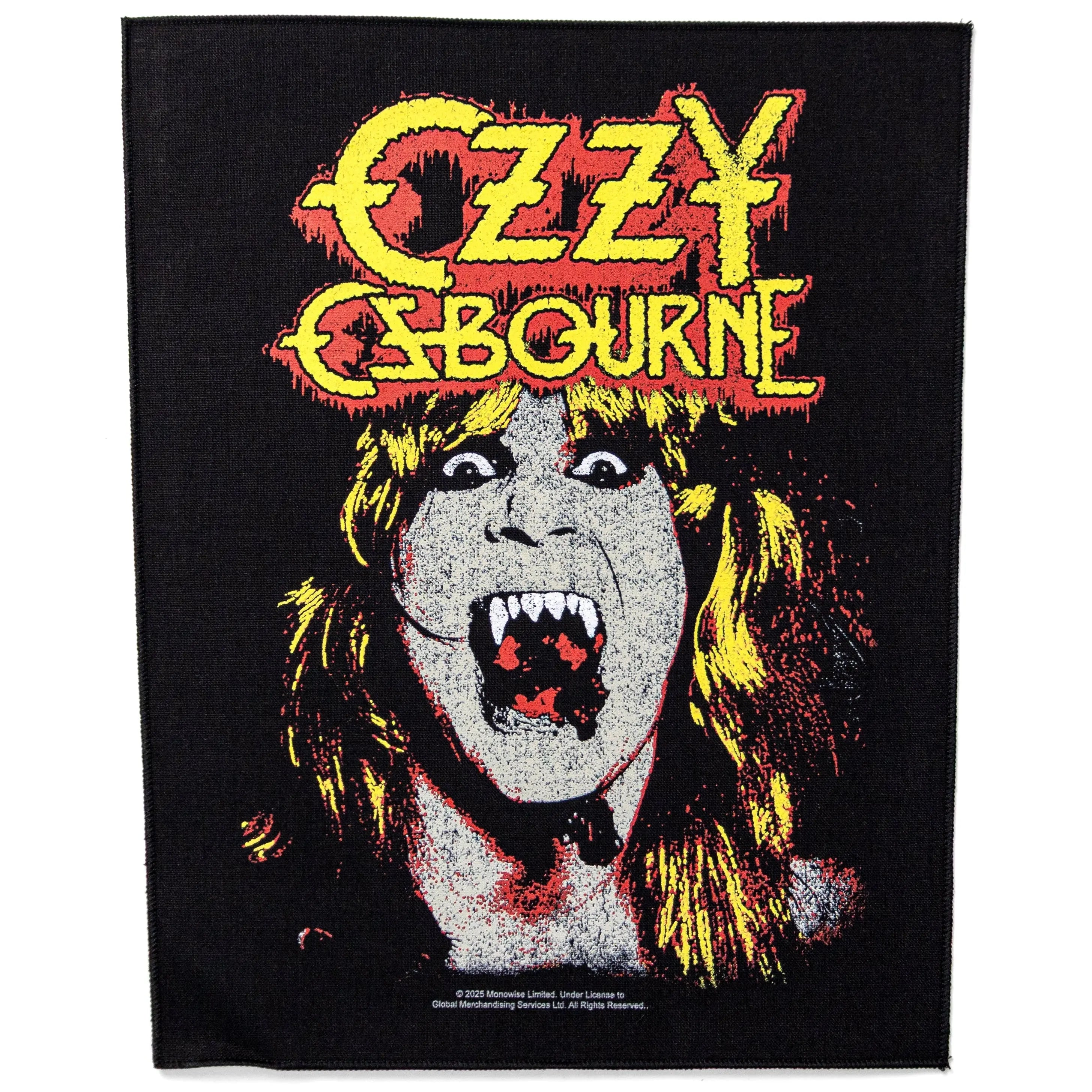 Ozzy Osbourne Fangs Back Patch Black Sabbath XL DTG Printed Sew On