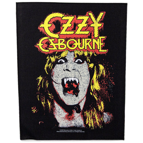 Ozzy Osbourne Fangs Back Patch Black Sabbath XL DTG Printed Sew On