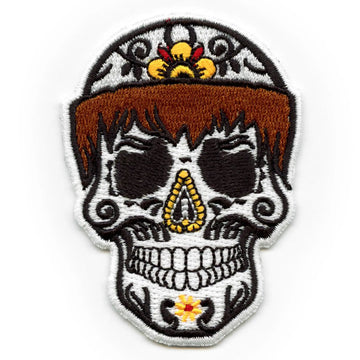 San Diego Friar Tuck Patch Sugar Skull Flower Embroidered Iron On