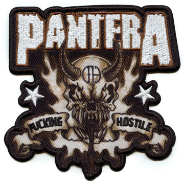 Pantera Fu***** Hostile Patch Metal Skull Stars Embroidered Iron On