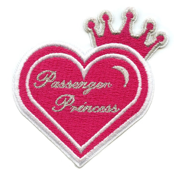 Passenger Princess Heart Patch Pink Girlie Crown Embroidered Iron on Patch