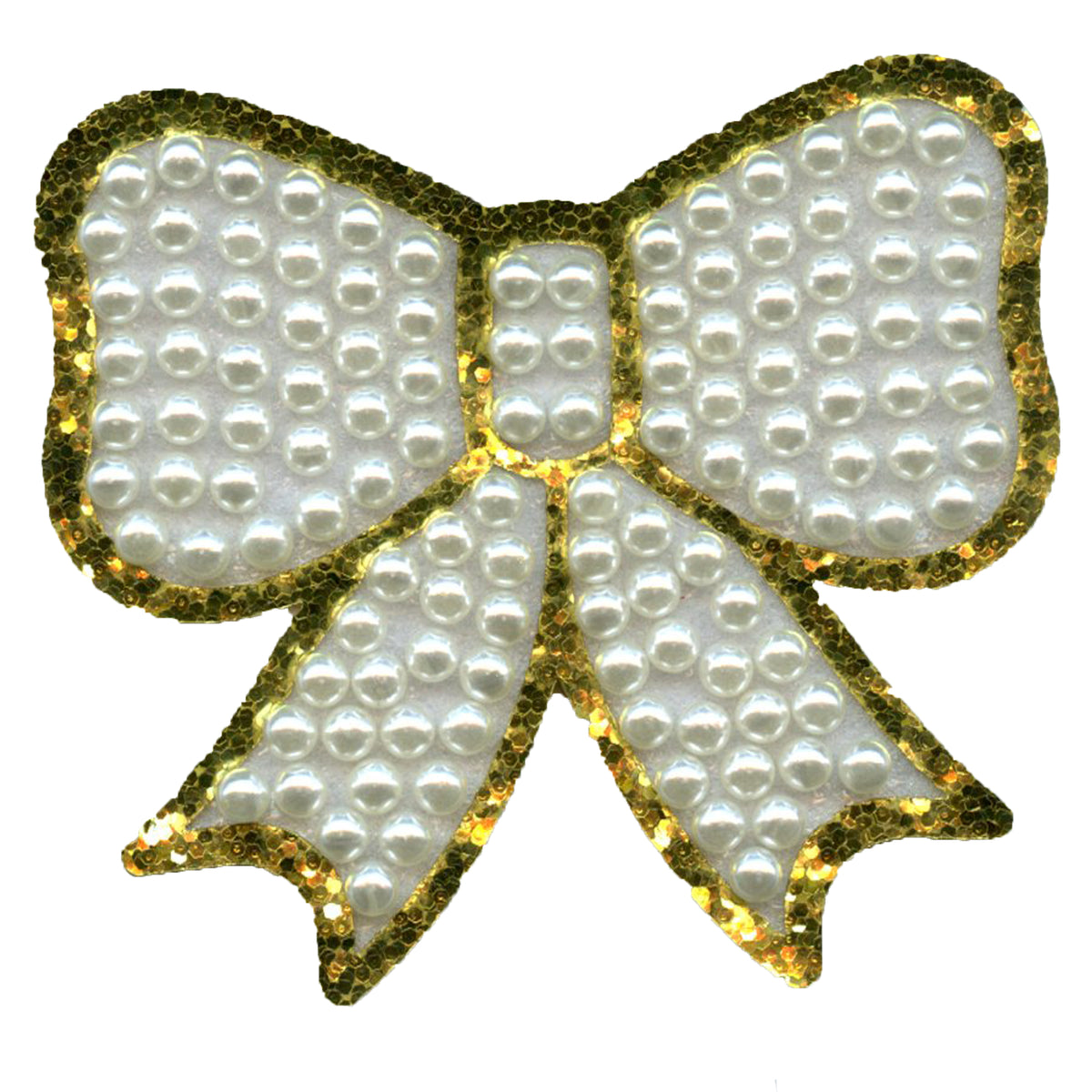 Pearl Bow Gold Border Patch Girly Cute Aesthetic Applique Iron On