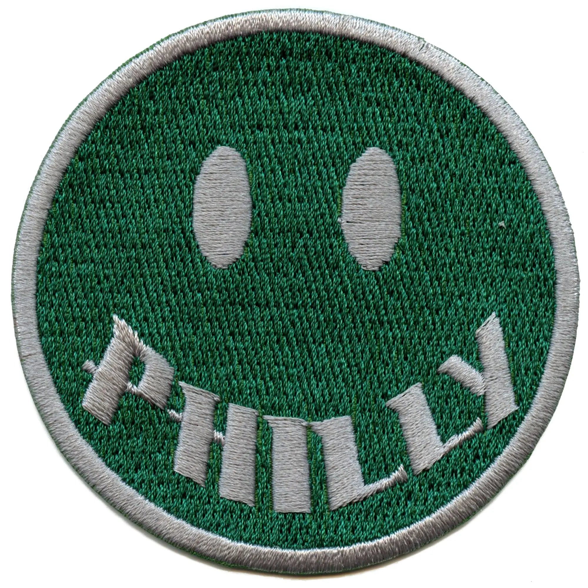 Smiley Script Pennsylvania Philly Smiley Patch Green Script Face Embroidered Iron On ...