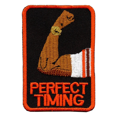Perfect Timing Watch Patch Football Parody Embroidered Iron On