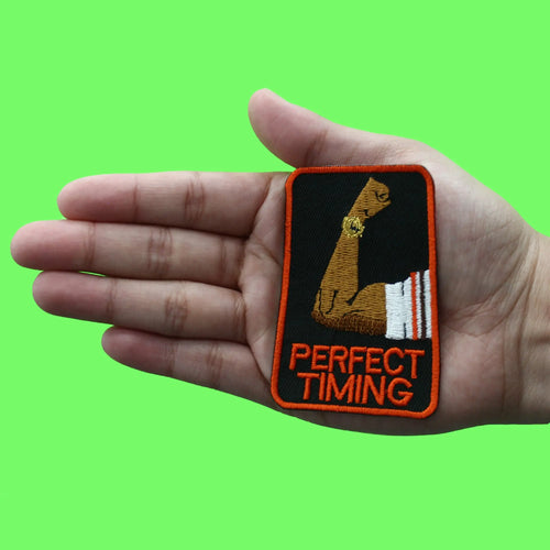 Perfect Timing Watch Patch Football Parody Embroidered Iron On