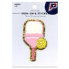 Pickleball Paddle Sport Patch Pink Racket Ball Chenille Iron On Patch