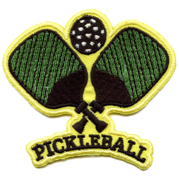 Pickleball Paddle Sport Patch Wooden Racket Ball Embroidered Iron On Patch