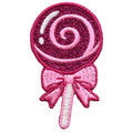 Pink Girly Candy Patch Lollipop Glitter Cute Embroidered Applique Iron On