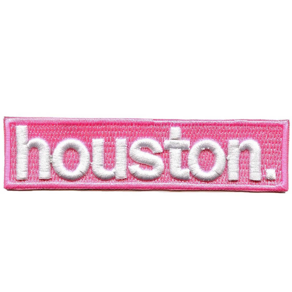 Pink Houston Texas Patch Puff Raised Box Logo Embroidered Iron-On