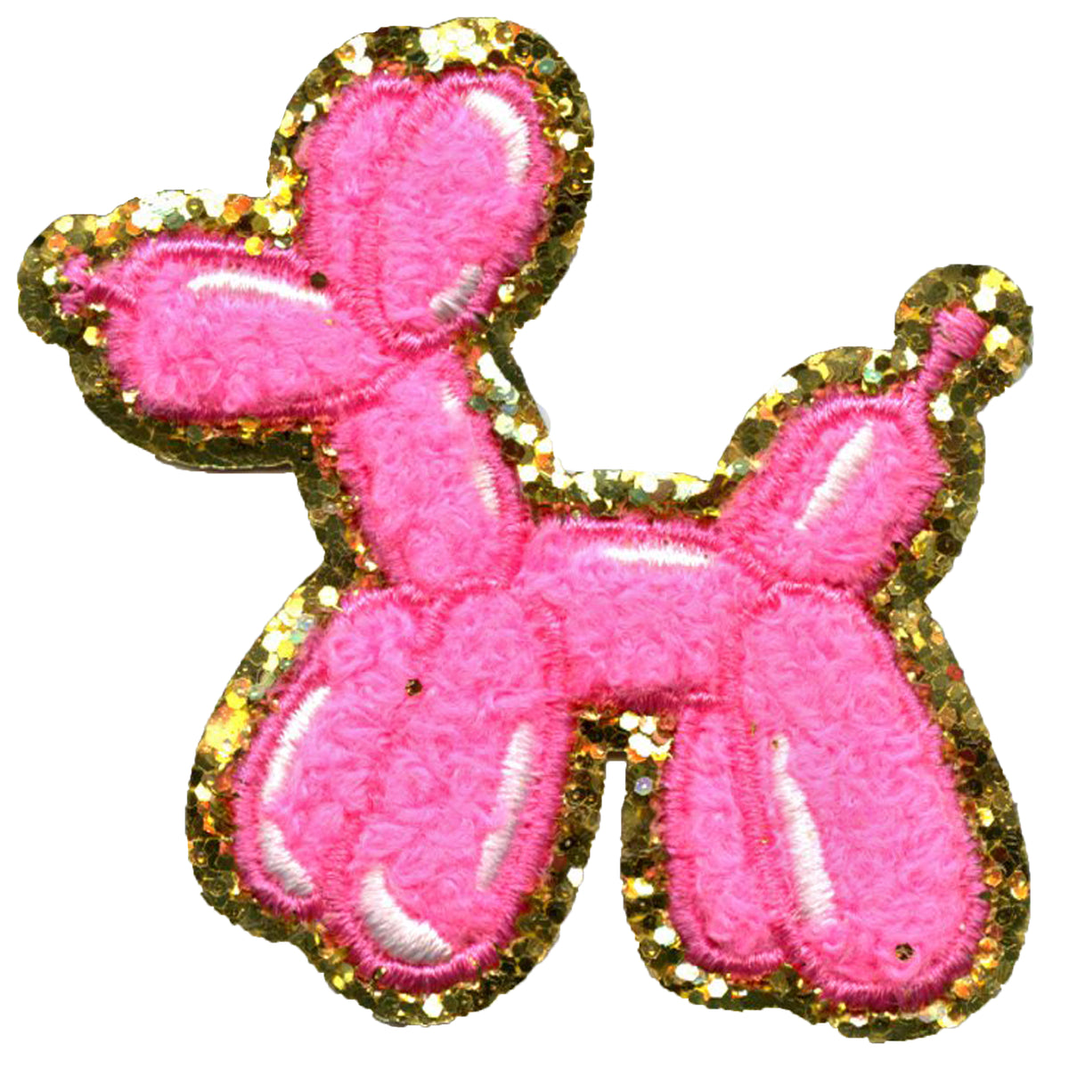 Pink Dog Balloon Patch Animal Fun Art Chenille Applique Iron On