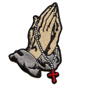 Praying Hands Embroidered Iron On Patch