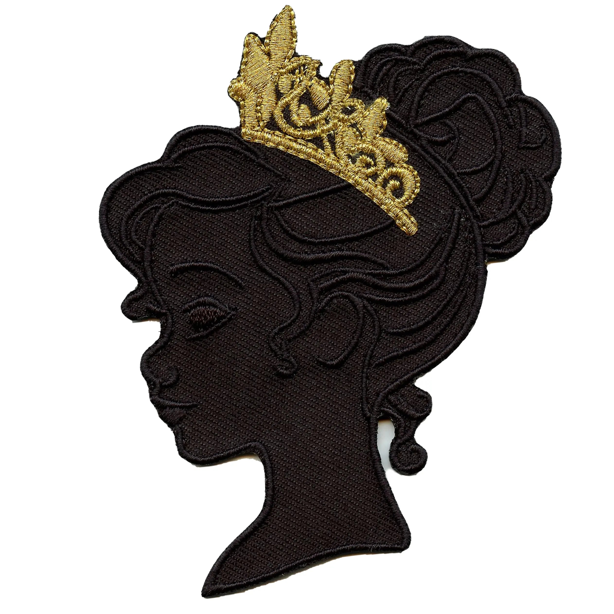 Princess With Tiara Patch Gold Royal Gala Debutant Embroidered Iron On