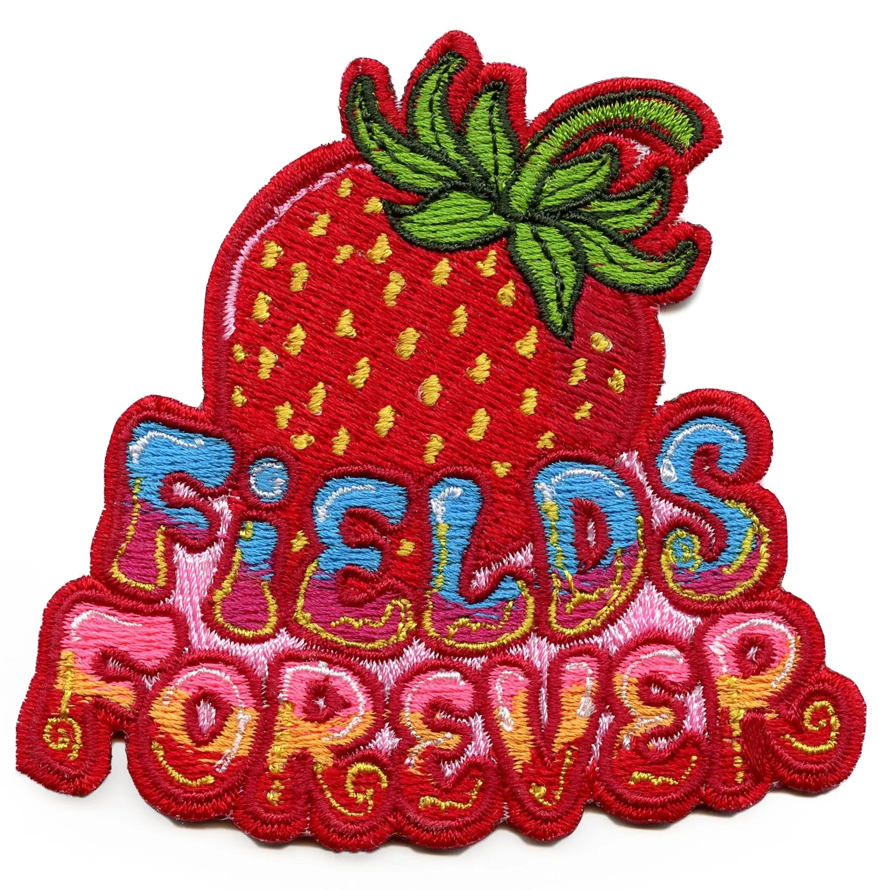 Psychedelic Whimsical Strawberry Patch Music Fields Forever Embroidered Iron-On