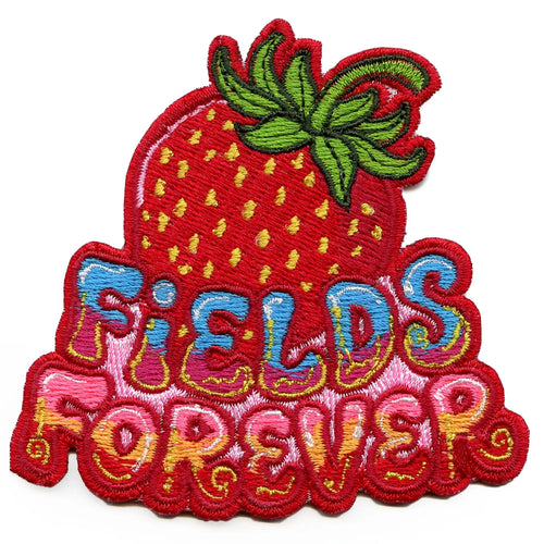 Psychedelic Whimsical Strawberry Patch Music Fields Forever Embroidered Iron-On
