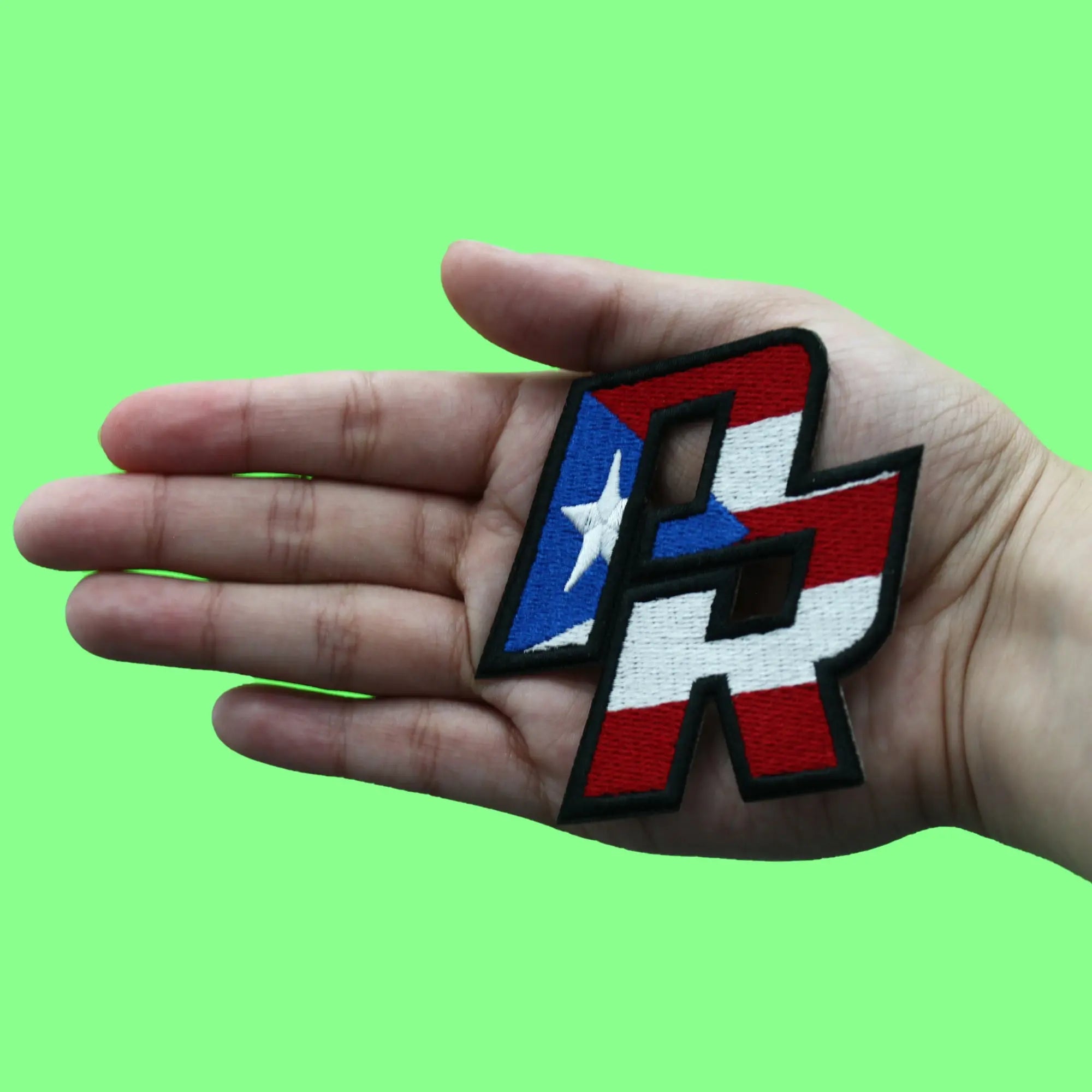Puerto Rico Travel Patch Initial Flag Script Embroidered Iron On