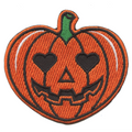 Pumpkin Heart Eyes Patch Halloween Spooky Cute Embroidered Iron On