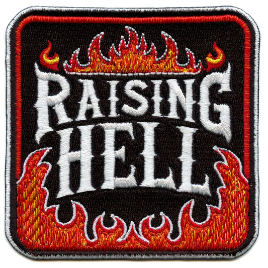 Raising Hell Fire Patch Alternative Antichrist Rock Embroidered Iron On