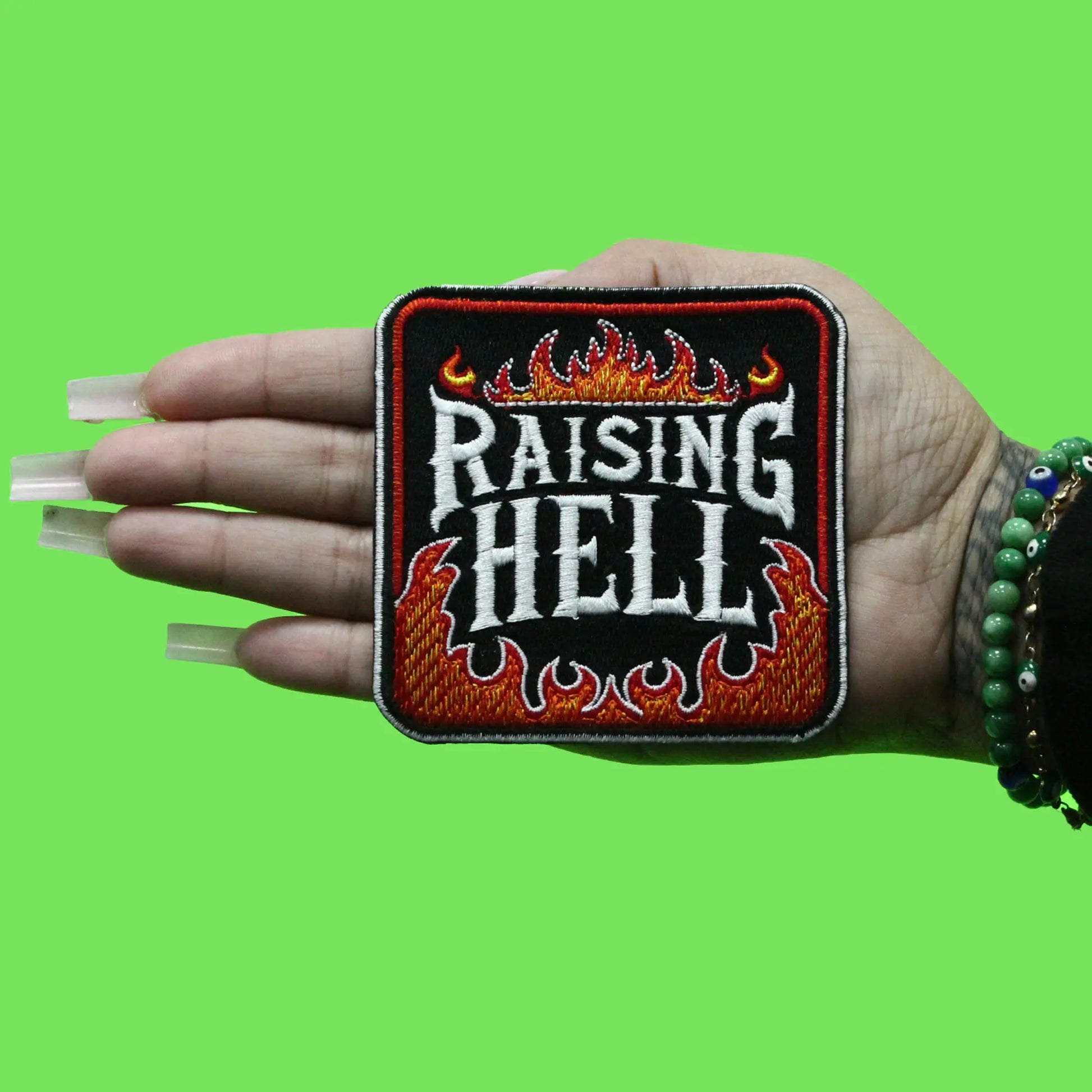 Raising Hell Fire Patch Alternative Antichrist Rock Embroidered Iron On