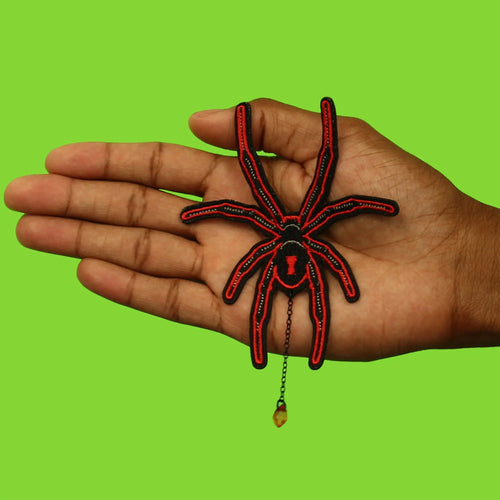 Red Charm Spider Patch Fun Insect Embroidered Iron On