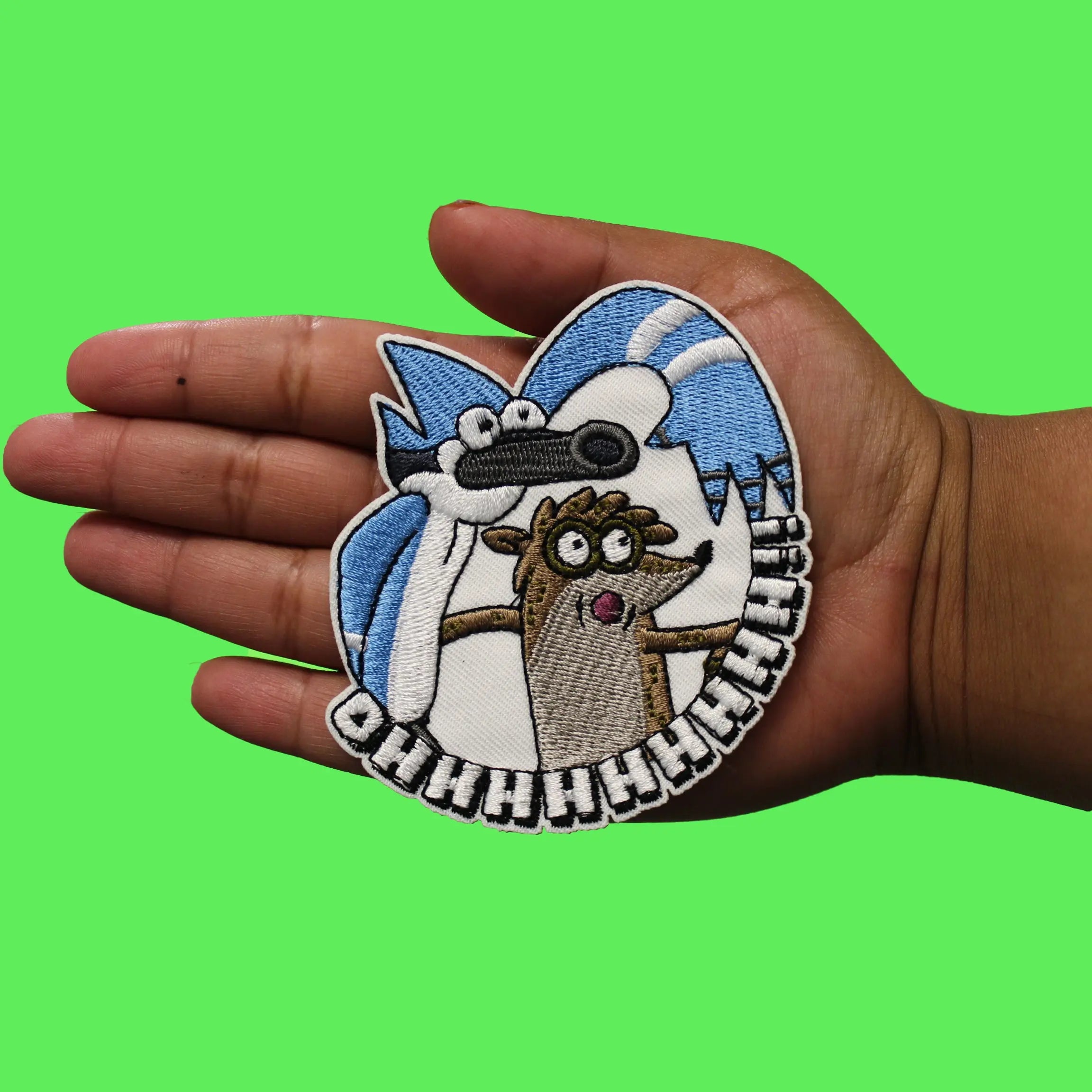 Regular Show Mordecai & Rigby Ohhhhh Patch Cartoon Network Animation Embroidered Iron On