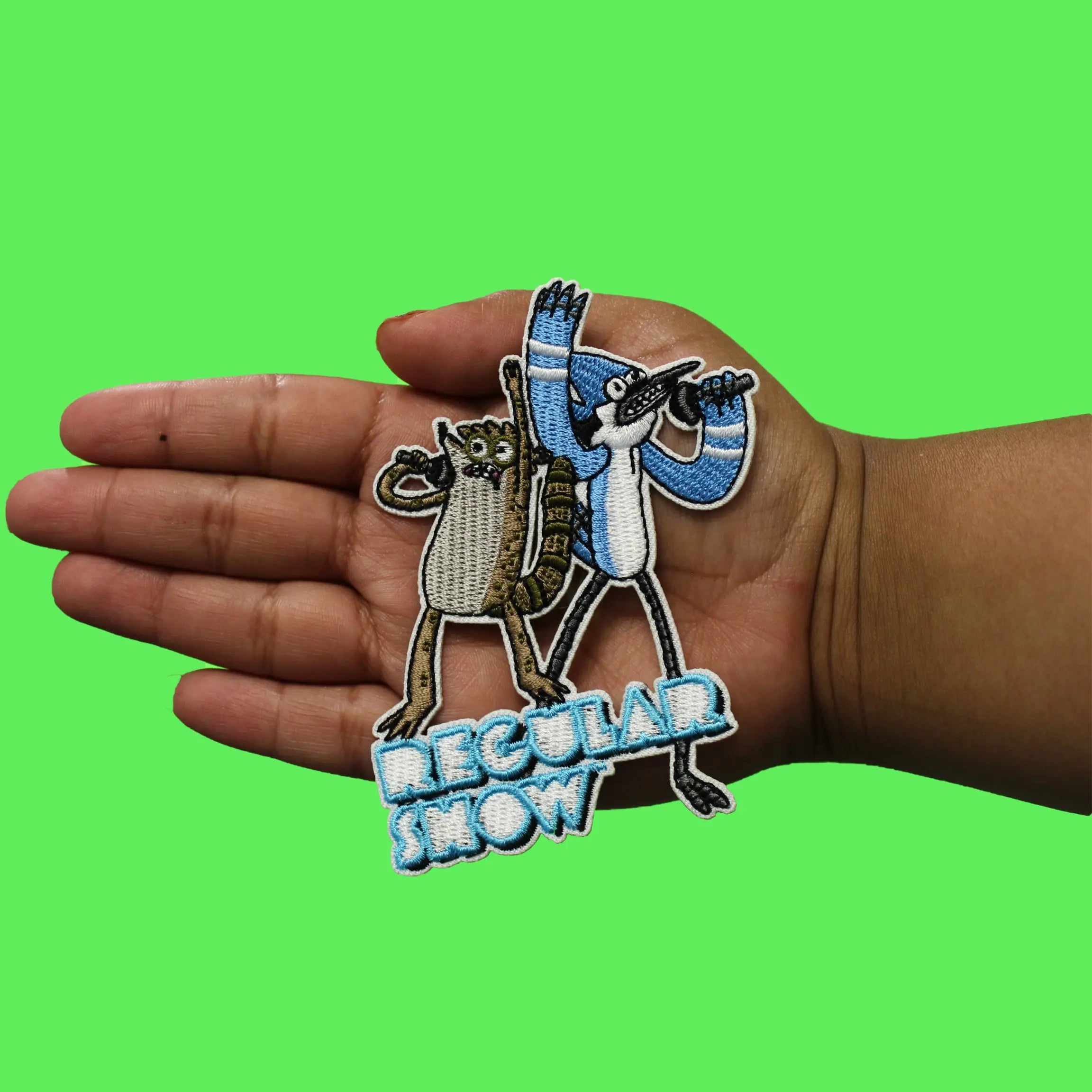 Regular Show Mordecai & Rigby Patch Singing Cartoon Network Embroidered Iron On