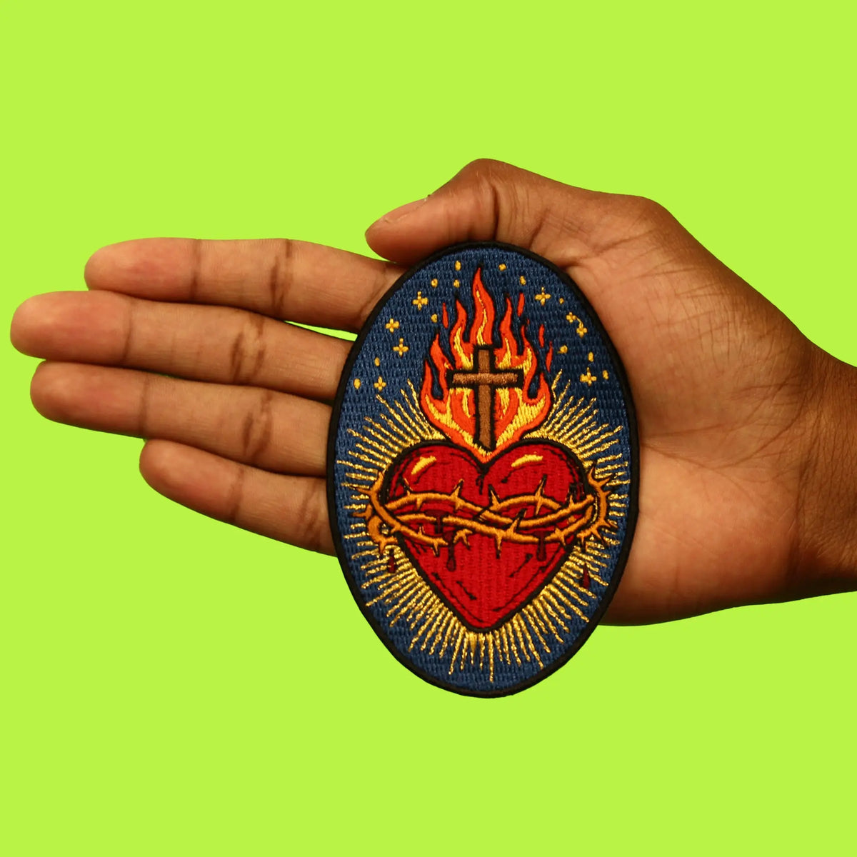 Religious Sacred Heart Patch Jesus Cross Crown Embroidered Iron On ...