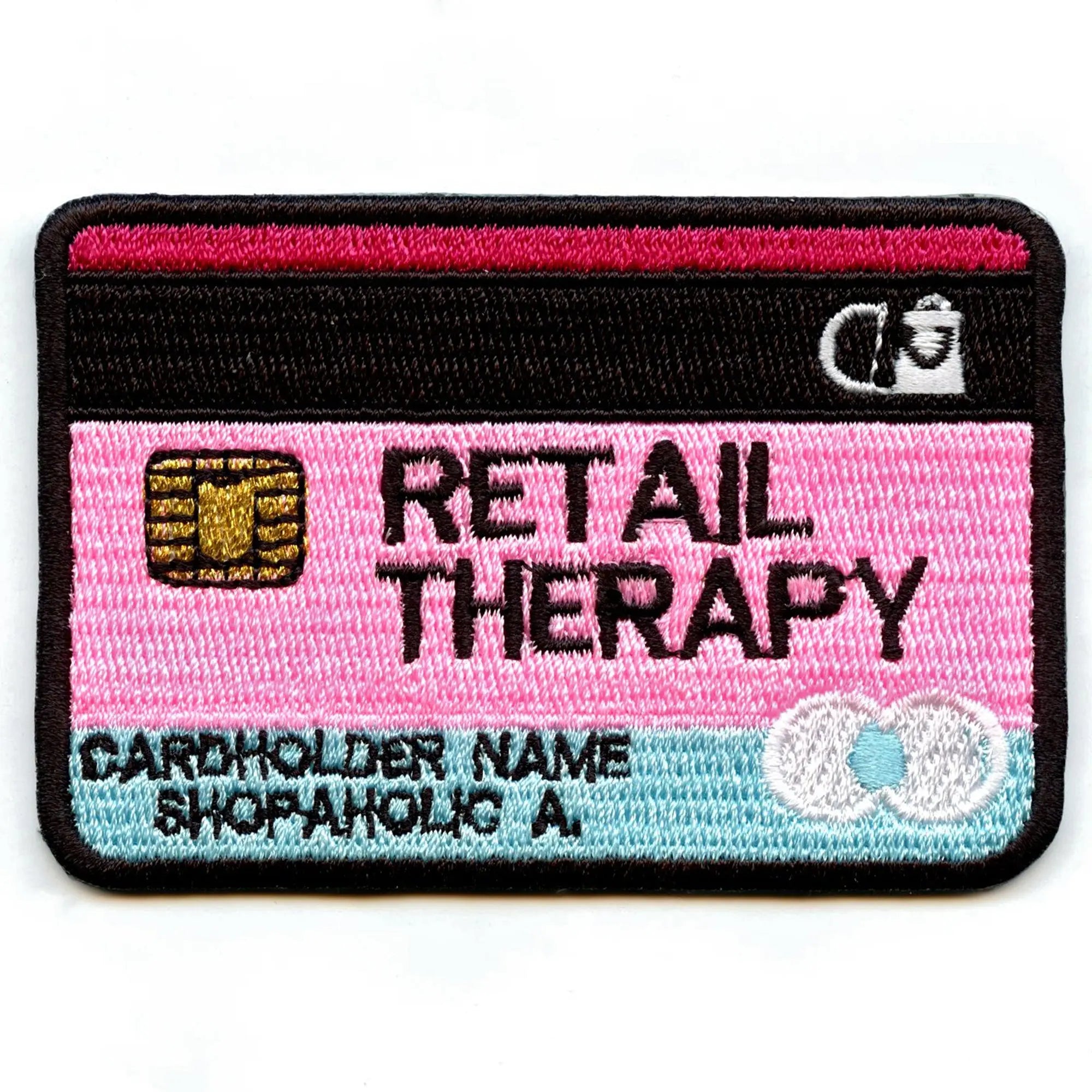 Retail Therapy Card Patch Shopaholic Credit Fund Embroidered Iron On