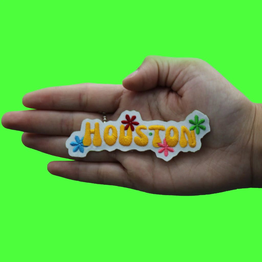 Retro Houston Script Patch 70's Old School Embroidered Iron On