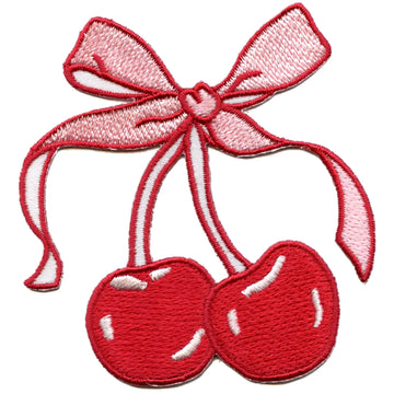 Ribbon Cherries Cutesy Patch Cute Coquette Fruit Embroidered Iron On