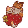 Rihnlin Cute Butterfly Cat On Strawberry Patch Embroidered Iron On