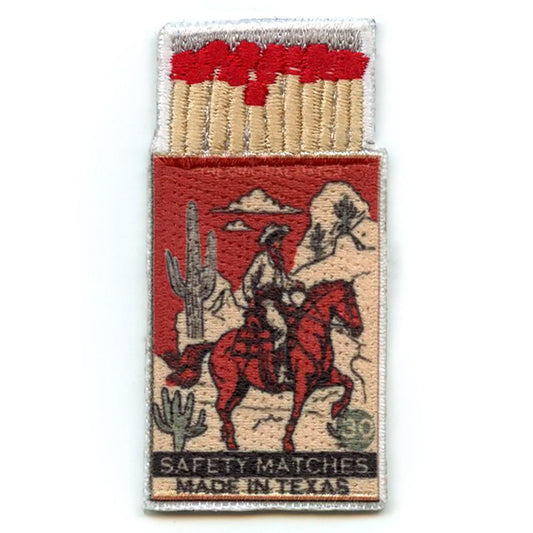 Safety Matches Patch Made in Texas Embroidered Iron On