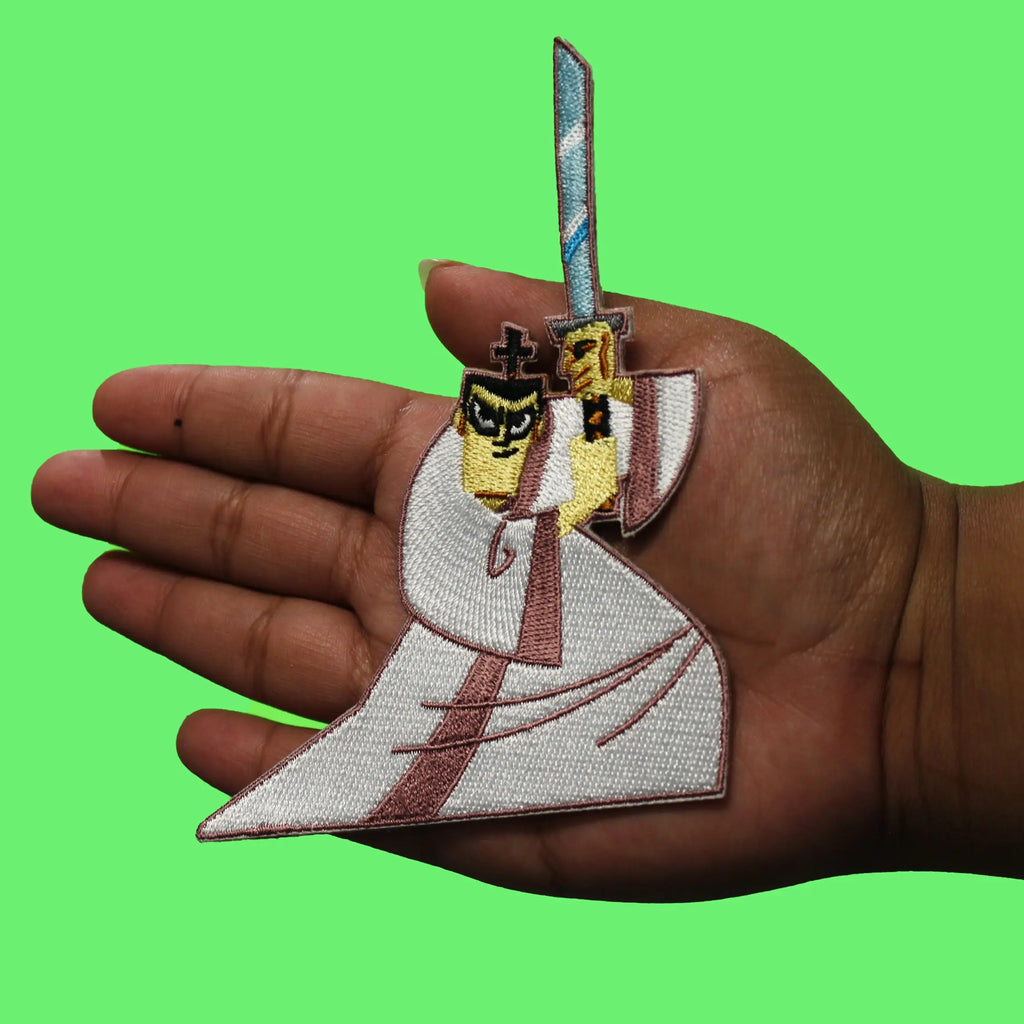 Samurai Jack Battle Pose Patch Character Cartoon Network Embroidered Iron-On