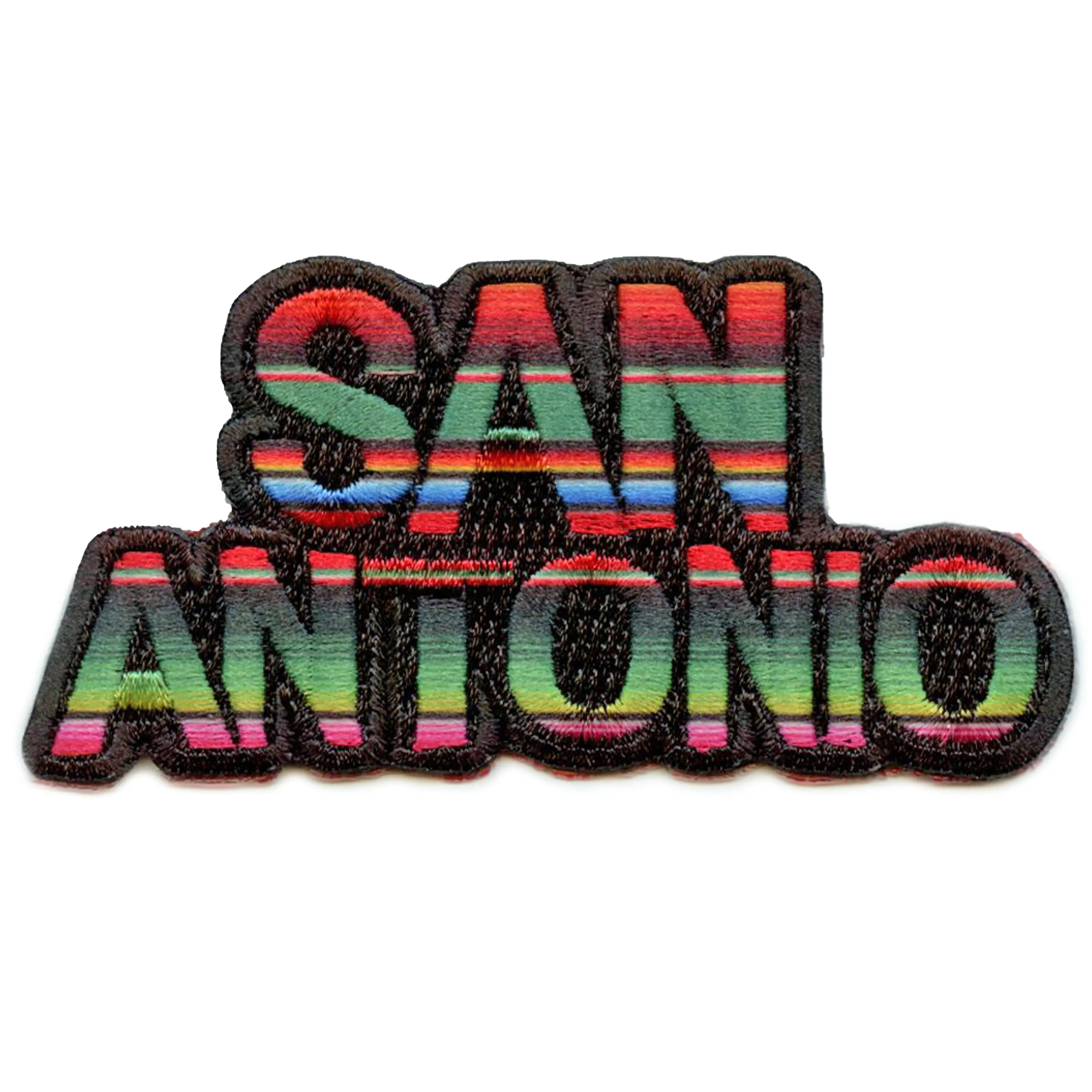 San Antonio Serape Script Patch Hispanic Culture Texas Embroidered Iron-On