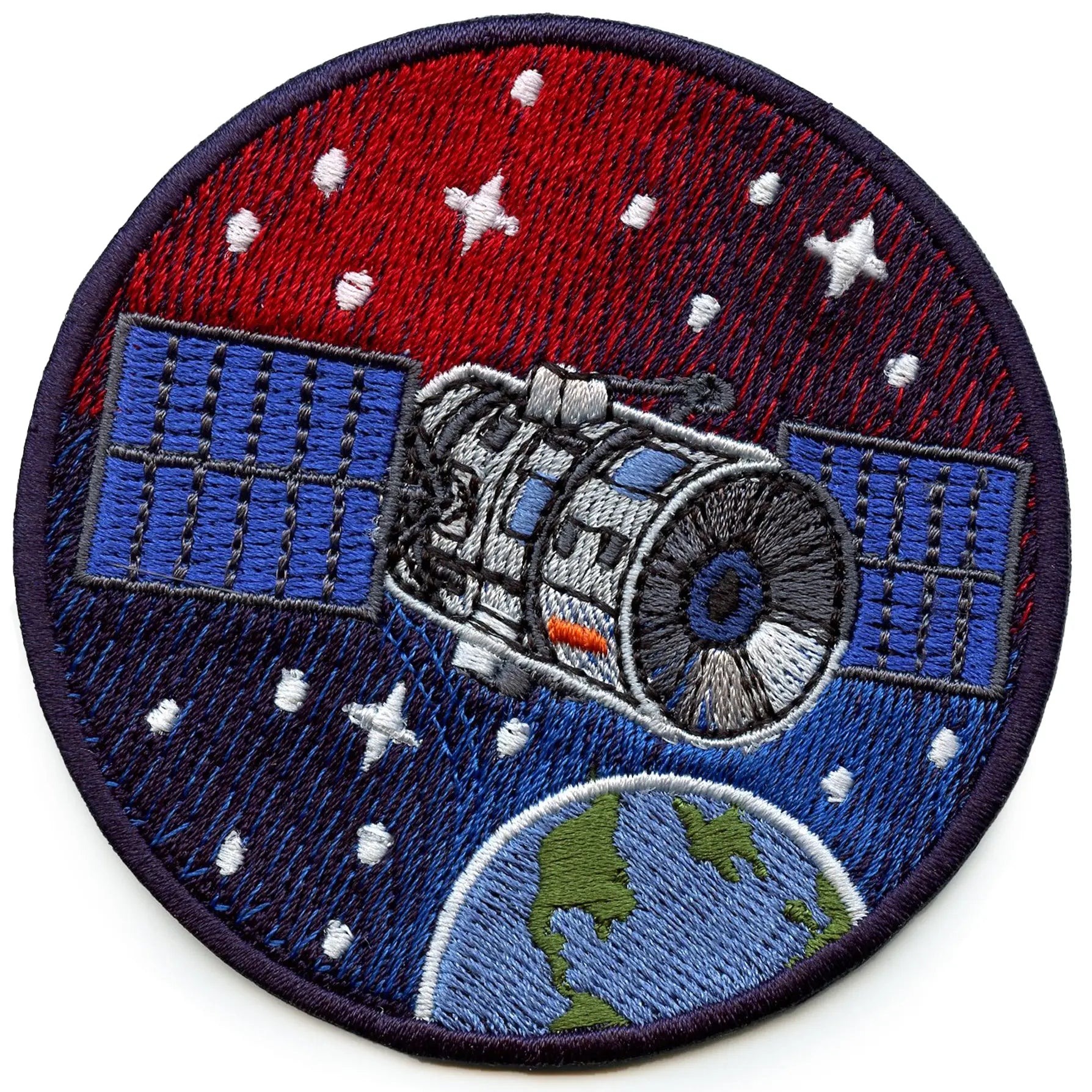 Satellite in Space Patch Orbiting Earth Collectable Embroidered Iron-On