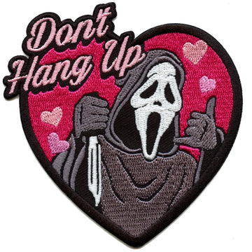 Scream Don't Hang Up Patch Ghost Face Hearts Embroidered Iron On