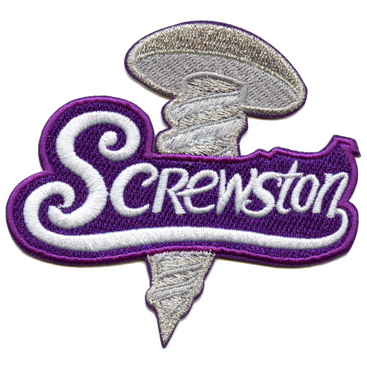 Screwston Screw Patch Script Houston Texas Embroidered Iron On