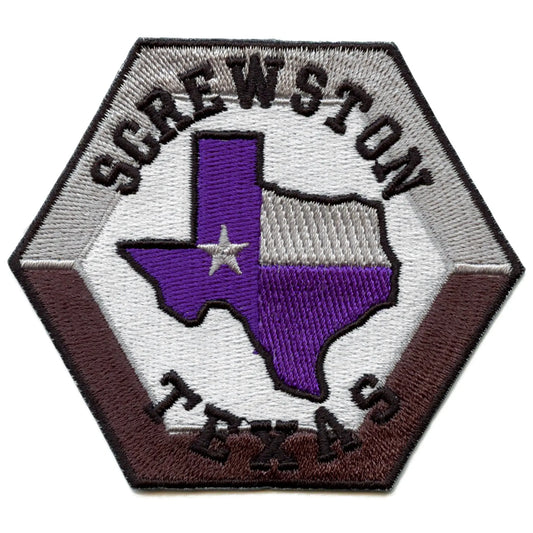 Screwston Texas Screw Patch Houston Purple Syrup Embroidered Iron On