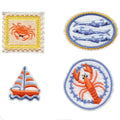 Sea Food Mini Set Patch Saltwater Marines Shellfish Embroidered Iron On