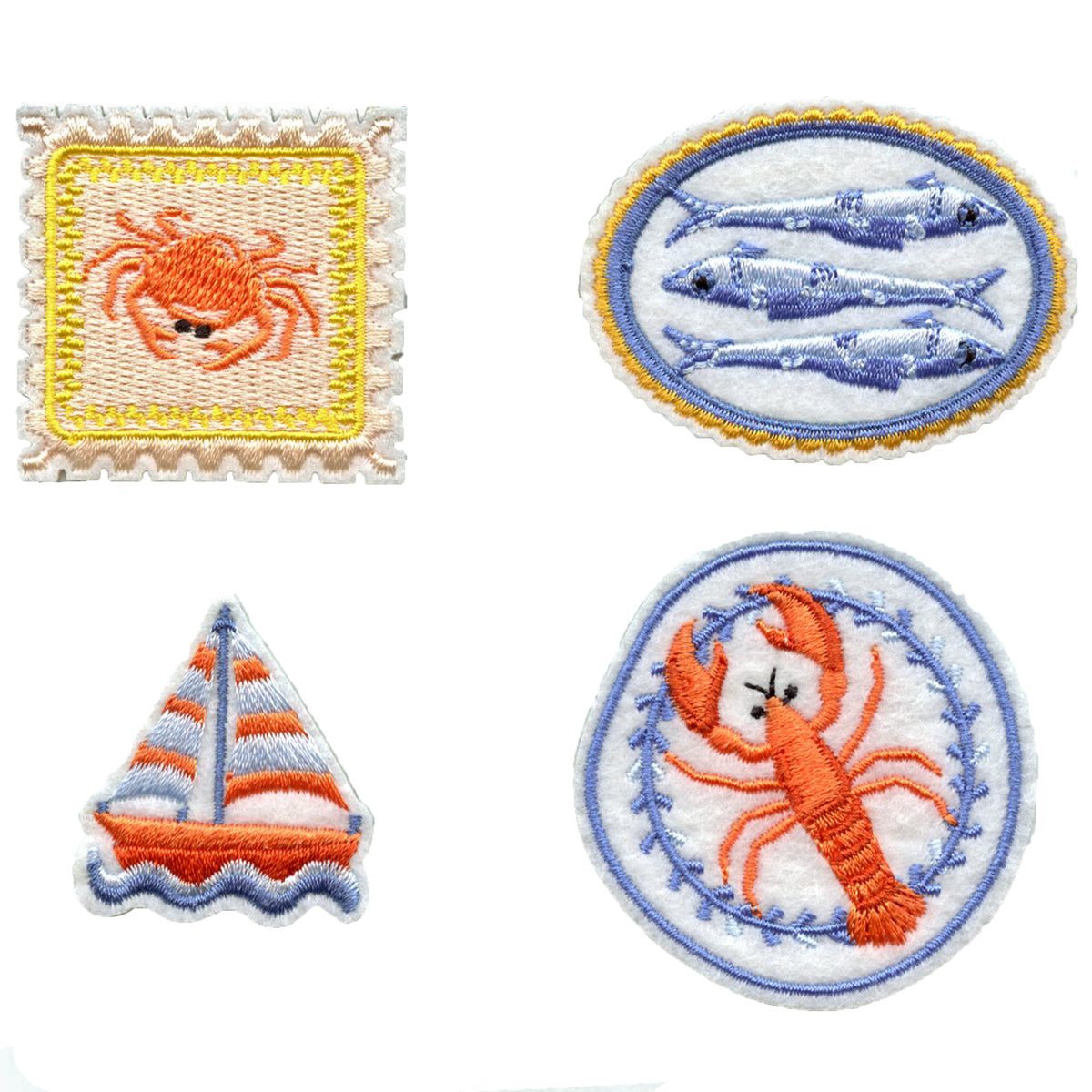 Sea Food Mini Set Patch Saltwater Marines Shellfish Embroidered Iron On