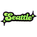 Seattle Sparkle Script Patch Neon Green/Navy Blue Football Sports Embroidered Iron On