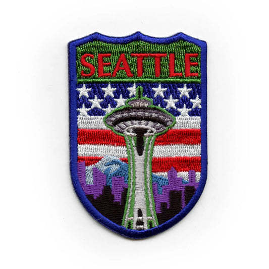 Seattle Washington City Tourist Patch World Travel Badge Embroidered Iron On