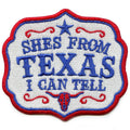 She From Texas Patch Western Music Script Embroidered Iron On