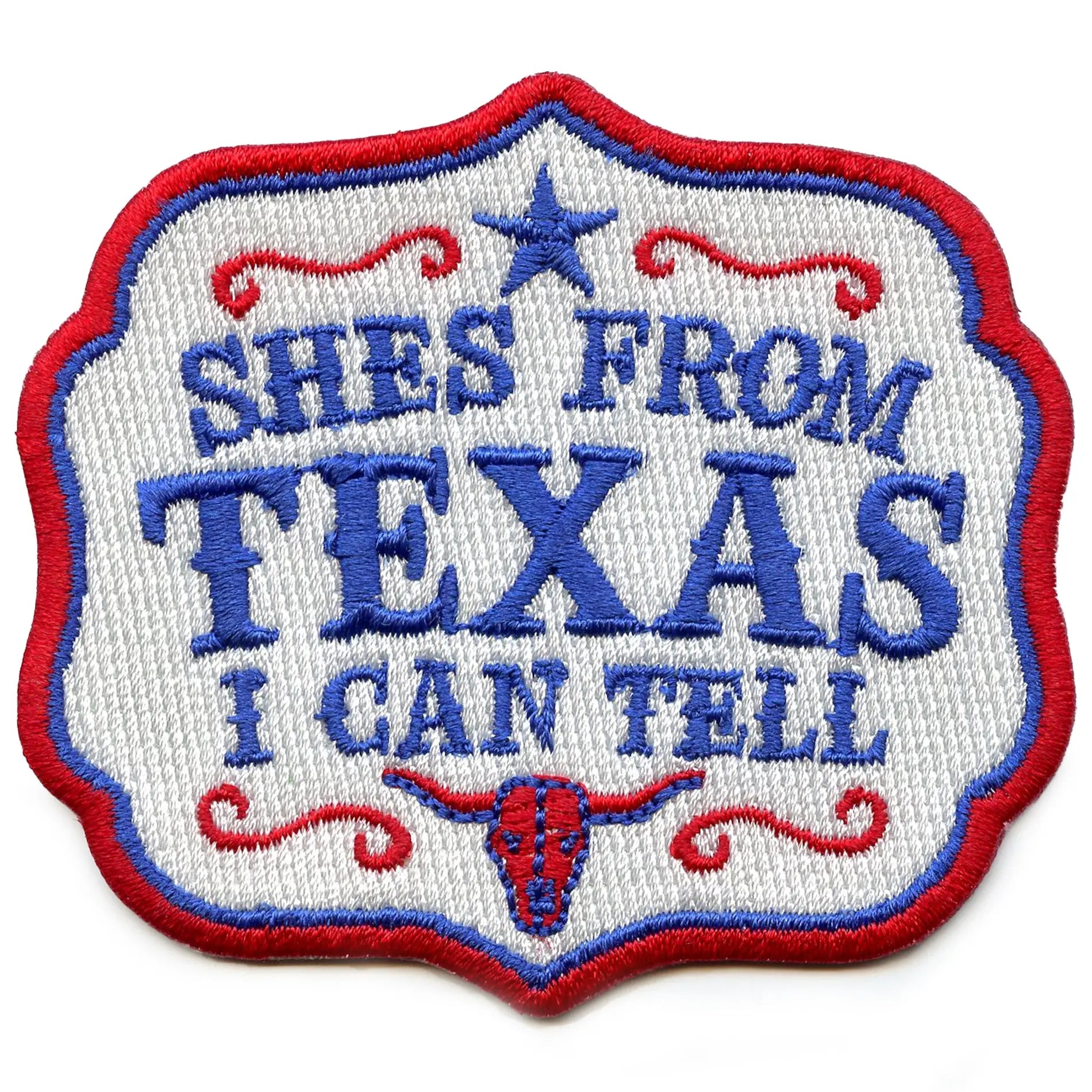 She From Texas Patch Western Music Script Embroidered Iron On