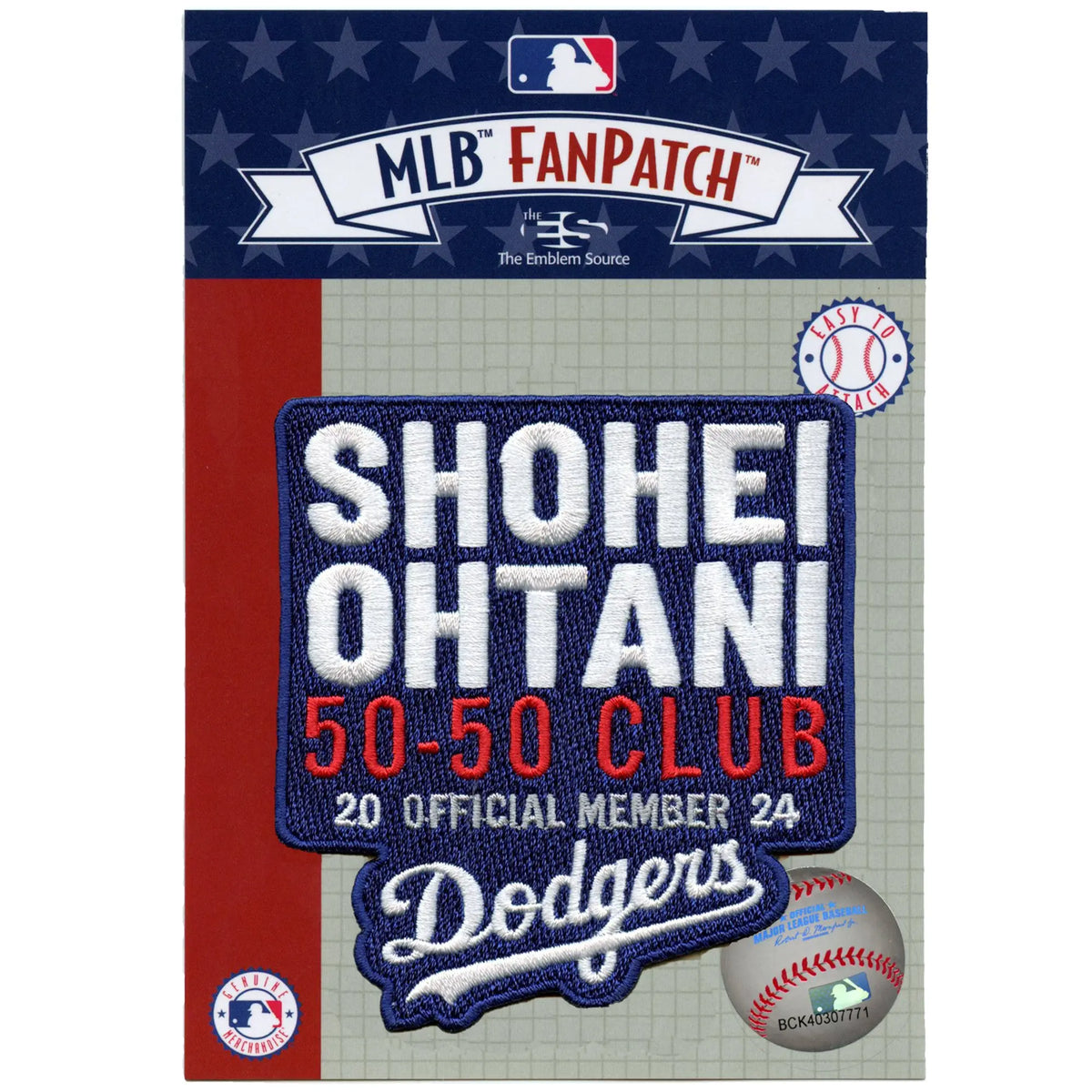 Shohei Ohtani 50-50 Club Patch Los Angeles Dodgers Official Member 