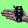 Skeleton Laying in Coffin Patch Spooky Bones Body Embroidered Iron On