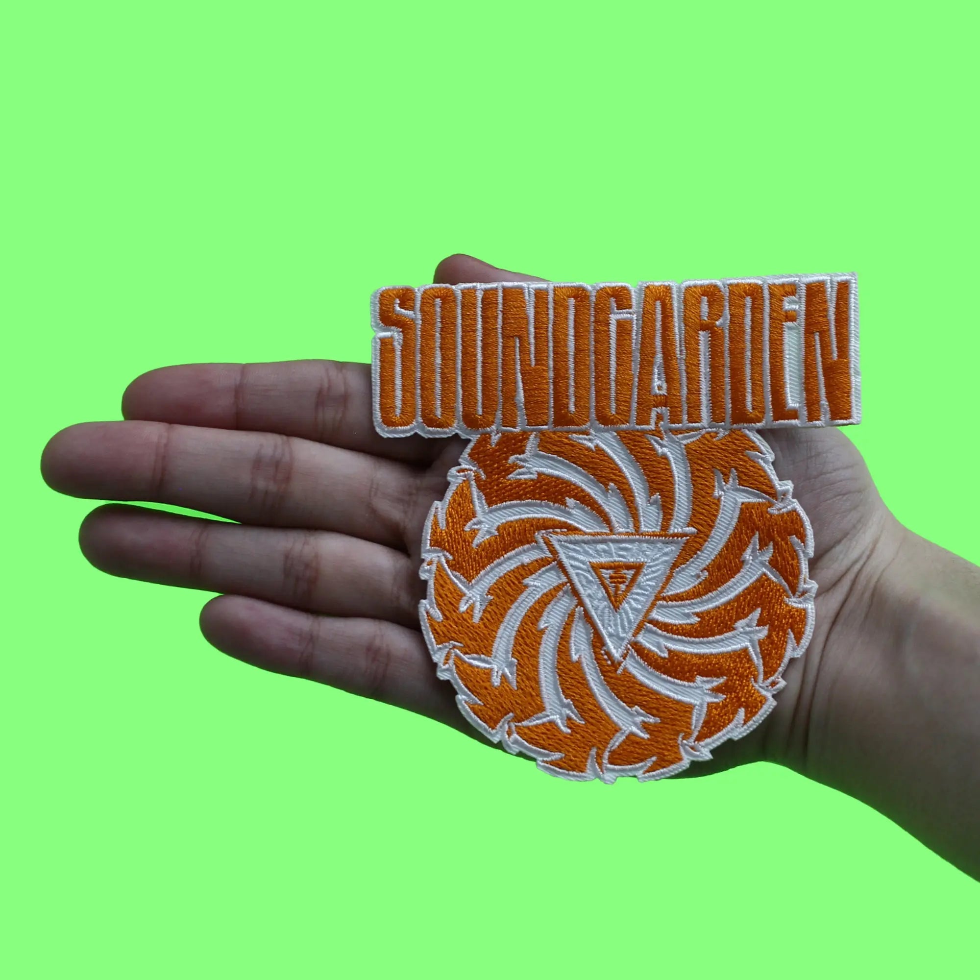 Soundgarden Bad Motor Finger Patch Album Cover Orange White Embroidered Iron On