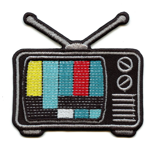 Static Retro TV Off Patch Old School Television Embroidered Patch