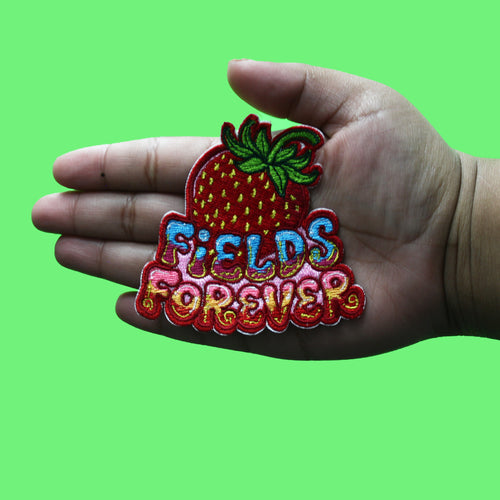 Psychedelic Whimsical Strawberry Patch Music Fields Forever Embroidered Iron-On