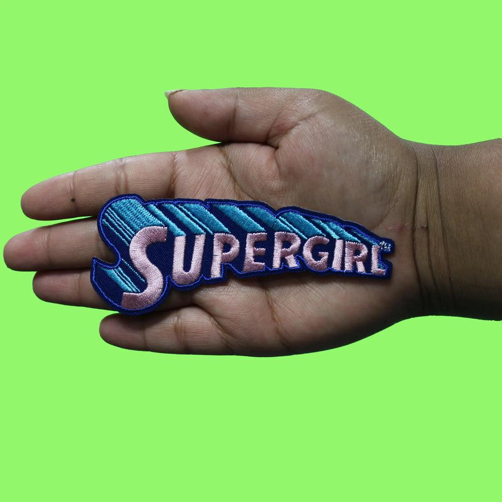 Supergirl Script Logo Patch DC Comics Embroidered Iron On